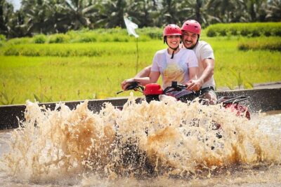 ATV Quad Bike Kuber Through Waterfall, Tunnel And Rice Field
