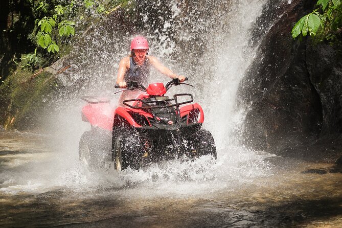 ATV Quad Bike Kuber Through Waterfall, Tunnel And Rice Field - The tunnel adds a little mystery