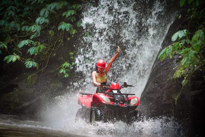 ATV Quad Bike Kuber Through Waterfall, Tunnel And Rice Field - Rice fields show Bali at a slower speed