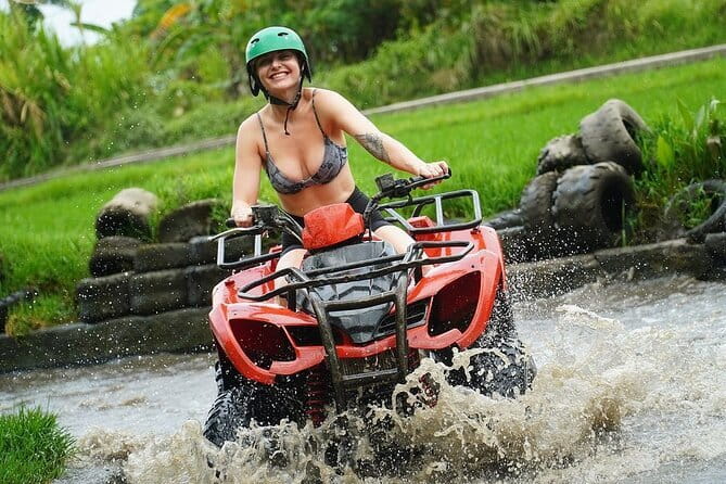 Bali ATV Ride with Waterfall Dragon Cave and Lunch by Penidago - Getting ready with helmets, boots, and a guide