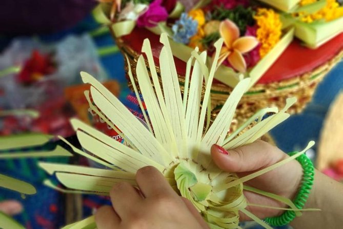 Bali Traditional Village Experience - Making Canang Sari offerings by hand