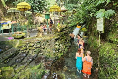 Private Balinese Purification in Holy Water at Temple with Local