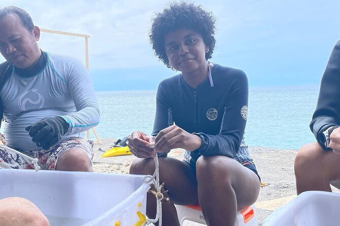 Reef Rehabilitation Course and Snorkeling - Collecting fragments and preparing the ropes