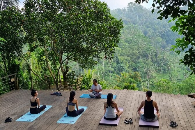 Ubud yoga, rice terrace walk and floating Breakfast tour - Yoga gives the day a quiet beginning